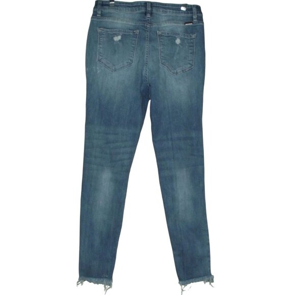 Kancan Jeans 29 x 27" Crop distressed skinny High Rise raw frayed hem destroyed - Picture 2 of 9